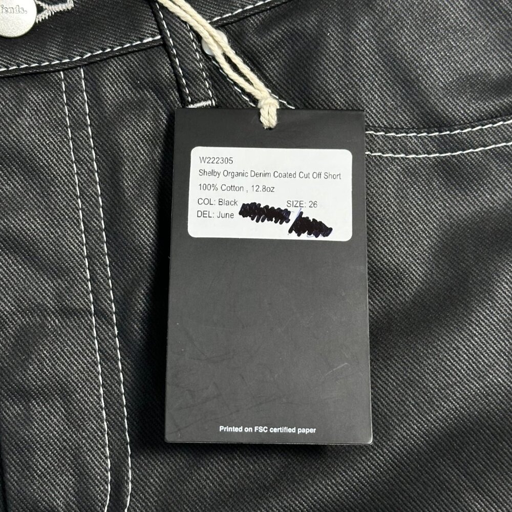 Sample BNWT Afends - Shelby - Women's Organic Denim Coated Black Shorts Size 26 - Picture 8 of 9